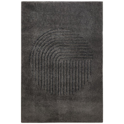 Rootz High-Low Structure Carpet - Rug - Soft Flooring - Stain Resistant - 170cm x 120cm x 2.1cm - Anthracite