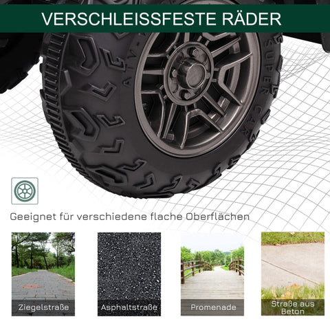 Rootz Children's Electric Quad - Kids Ride-On ATV - Battery-Powered Quad - Realistic Driving Experience - Enhanced Safety - Entertainment on the Go - 88cm x 45cm x 50cm - Black+Green