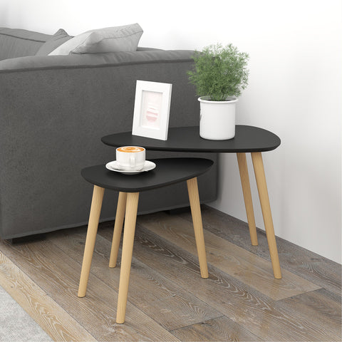 Rootz 2 Piece Set - Scandinavian Coffee Tables - Wooden Cocktail Tables - Elegant Design - 59.5 x 39.5 x 45 cm (Large) 44.5 x 28.5 x 40 cm (Small)