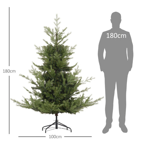 Rootz Realistic Christmas Tree - Artificial Christmas Fir - Festive Holiday Decor - Reusable - Easy Assembly - Flame-Retardant - 100cm x 100cm x 180cm