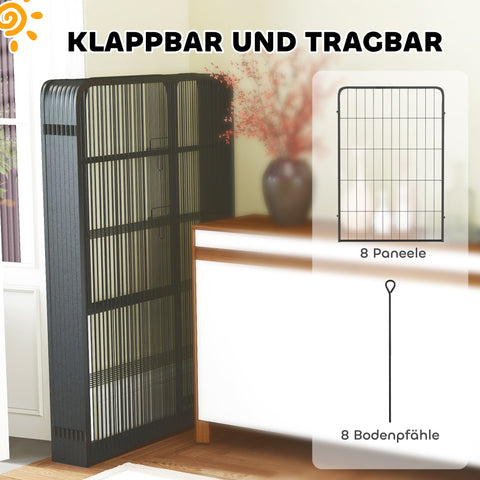 Rootz Puppy Runpon 8-Corner Puppy Playpen - Pet Enclosure - Dog Pen - Adjustable Design - 136x136x100cm / 204x68x100cm