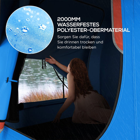 Rootz Car Tent Camping Tent - Car Shelter - Outdoor Canopy - 3 Doors - Weather Resistant - 239cm x 210cm x 210cm - Orange + Blue