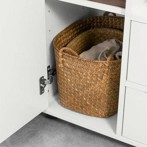 Rootz Mobile Printer Stand with Storage - Office Cabinet - Utility Cart - Versatile Use as Kitchen Cabinet or Side Table - Lockable Wheels - Durable PB Material - 60cm x 70cm x 35cm - White