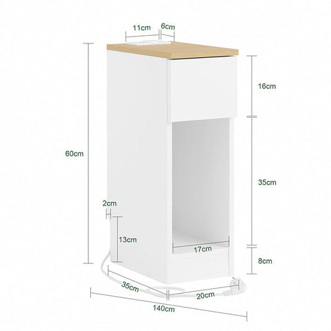 Rootz Slim White Console Table - Narrow Table - Modern Side Table - Space-Saving Design - 20cm x 60cm x 35cm
