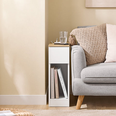 Rootz Slim White Console Table - Narrow Table - Modern Side Table - Space-Saving Design - 20cm x 60cm x 35cm