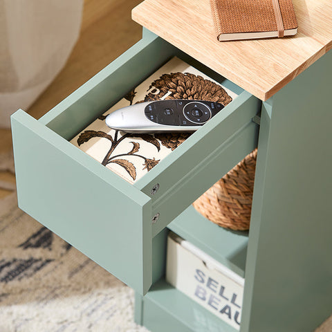 Rootz Night Console - Bedside Table - Nightstand - Sturdy MDF - 20x61x35cm