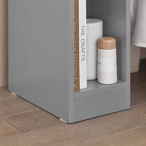 Rootz Modern Bedside Table Set of 2 - Sofa Table - Side Table - Light Gray - with Drawer and Open Compartment - Stable with Non-Slip Pads - 20cm x 60cm x 35cm