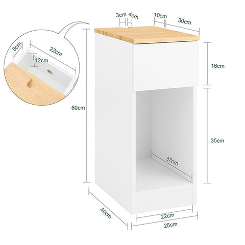 Rootz Nightstand - Bedside Table - Side Table - Stability & Storage - 25x60x40cm - Organize & Protect Floors