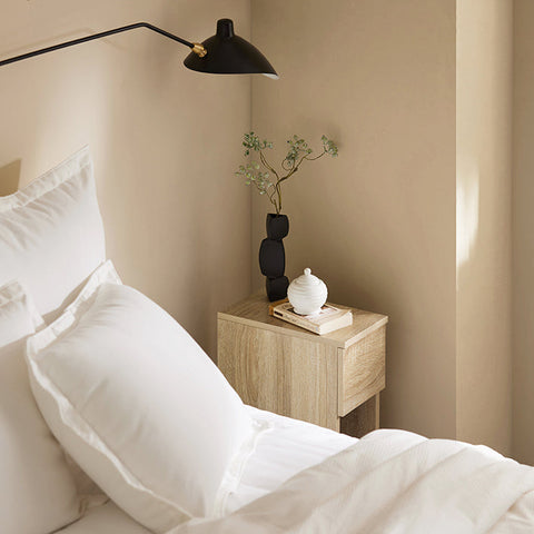 Rootz Bedside Table with Drawer - Coffee Table - Sofa Table - Side Table - Nature Finish - Organizational Storage - Enhanced Stability - Scratch Protection - 20cm x 60cm x 35cm