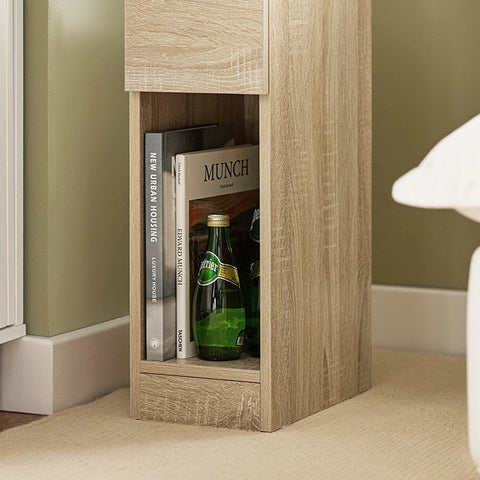 Rootz Bedside Table Set of 2 - Sofa Table - Side Table - with Drawer - Enhanced Stability with Foot Pads - Ideal for Bedroom & Living Room - Nature Finish - 20cm x 60cm x 35cm