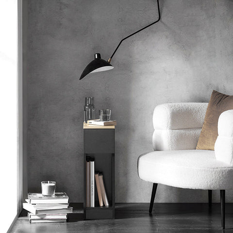 Rootz Bedside Table Set of 2 - Sofa Table - Side Table - Black - with Drawer and Open Compartment - Stable with Non-Slip Foot Pads - 20cm x 60cm x 35cm