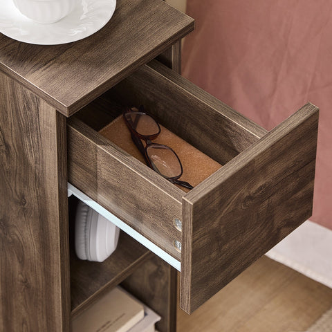 Rootz Narrow Bedside Table - Nightstand - Sofa Side Table - Space-Saving Design - 20cm W x 35cm D x 60cm H