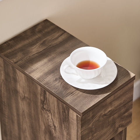 Rootz Narrow Bedside Table - Nightstand - Sofa Side Table - Space-Saving Design - 20cm W x 35cm D x 60cm H