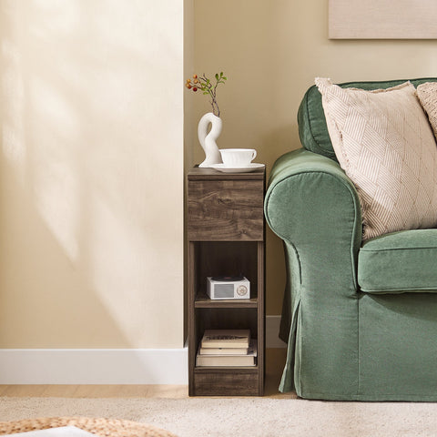 Rootz Narrow Bedside Table - Nightstand - Sofa Side Table - Space-Saving Design - 20cm W x 35cm D x 60cm H