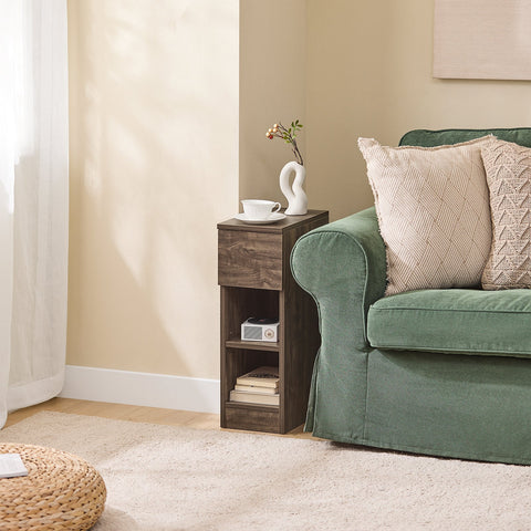 Rootz Narrow Bedside Table - Nightstand - Sofa Side Table - Space-Saving Design - 20cm W x 35cm D x 60cm H