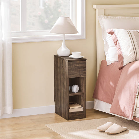 Rootz Narrow Bedside Table - Nightstand - Sofa Side Table - Space-Saving Design - 20cm W x 35cm D x 60cm H