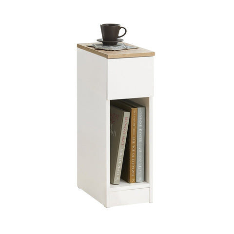 Rootz Bedside Table with Drawer - Coffee Table - Sofa Table - Side Table - White - Organizational Storage - Enhanced Stability - Space-Saving Design - 20cm x 60cm x 35cm