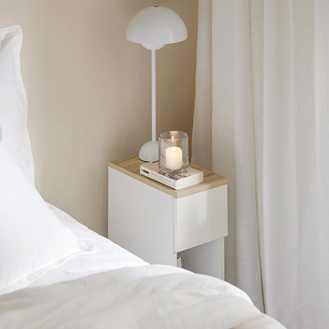 Rootz Bedside Table Set of 2 - Sofa Table - Side Table - White - With Drawer - Enhanced Stability with Foot Pads - Ideal for Bedroom & Living Room - 20cm x 60cm x 35cm