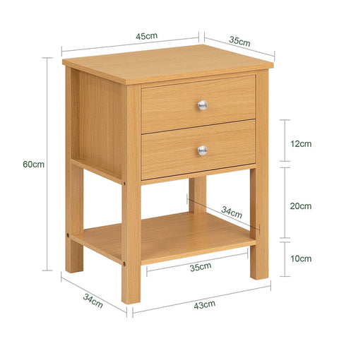 Rootz Bedside Table - Nightstand - Side Table - Compact Design - 45x60x35cm - Modern Charm - Easy Assembly