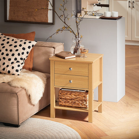 Rootz Bedside Table - Nightstand - Side Table - Compact Design - 45x60x35cm - Modern Charm - Easy Assembly
