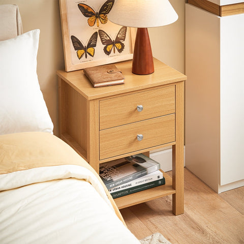Rootz Bedside Table - Nightstand - Side Table - Compact Design - 45x60x35cm - Modern Charm - Easy Assembly