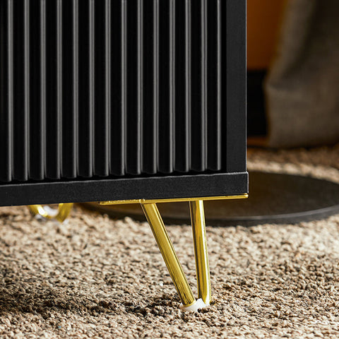 Rootz Modern Bedside Table with 2 Drawers - Sofa Table - Side Table - Scratch-Resistant Floor Protectors - Elegant Black and Gold Design - Easy Assembly - 40cm x 47cm x 40cm