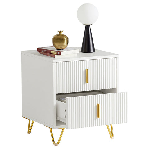 Rootz Bedside Table with 2 Drawers - Sofa Table - Side Table - Modern Design - Scratch-Resistant Floor Protectors - Easy Assembly - 40cm x 47cm x 40cm