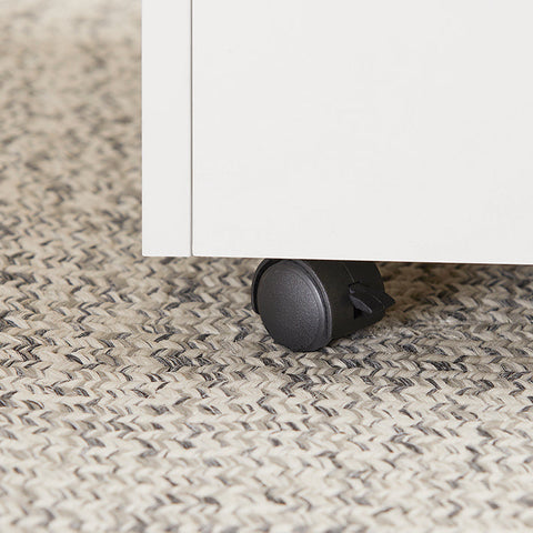 Rootz Mobile Office Cart - Side Table with Wheels - Printer Stand - Storage Drawers - Lockable Casters - Easy Assembly - White - 40cm x 54cm x 40cm