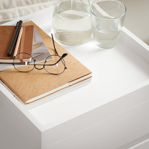 Rootz Mobile Office Cart - Side Table with Wheels - Printer Stand - Storage Drawers - Lockable Casters - Easy Assembly - White - 40cm x 54cm x 40cm