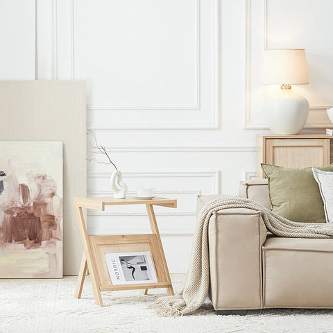 Rootz Modern Side Table - Bedside Table - Sofa Table - Multi-Functional with Magazine Rack - Mold and Mildew Resistant - Bamboo and MDF Construction - 45cm x 56cm x 36cm