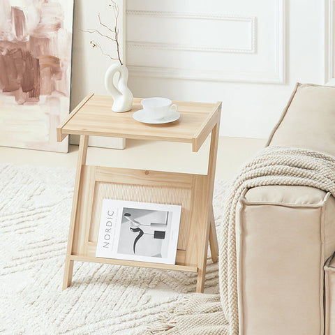 Rootz Modern Side Table - Bedside Table - Sofa Table - Multi-Functional with Magazine Rack - Mold and Mildew Resistant - Bamboo and MDF Construction - 45cm x 56cm x 36cm
