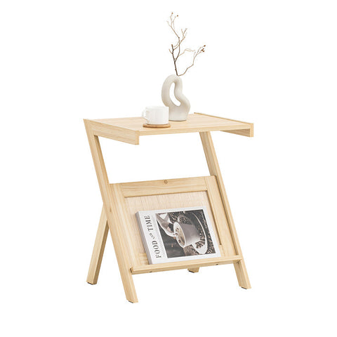 Rootz Modern Side Table - Bedside Table - Sofa Table - Multi-Functional with Magazine Rack - Mold and Mildew Resistant - Bamboo and MDF Construction - 45cm x 56cm x 36cm