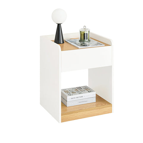 Rootz Bedside Table - Nightstand - Bedroom Organizer - Enhances Privacy - 45x55x40cm - PB and MDF Material - Convenient Charging Feature