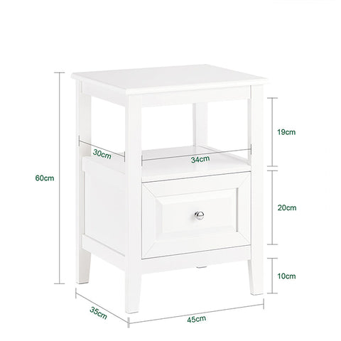 Rootz Bedside Table - Side Table with Drawer - Nightstand - Sofa Table - Durable MDF & Pine Construction - Floor Protectors - Easy Assembly - 45cm x 60cm x 35cm