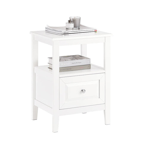 Rootz Bedside Table - Side Table with Drawer - Nightstand - Sofa Table - Durable MDF & Pine Construction - Floor Protectors - Easy Assembly - 45cm x 60cm x 35cm