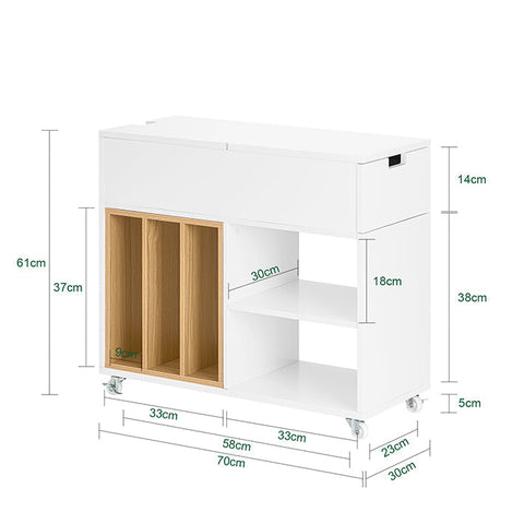 Rootz Mobile Filing Cabinet - Storage Unit - Organizer - Effortless Mobility - 30x61x70cm - PB/MDF - Drawer & Door, Natural Bookshelf