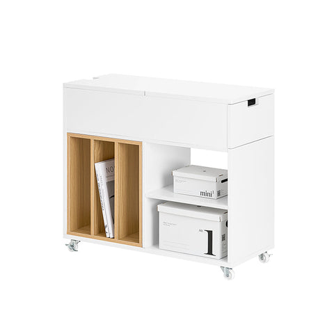 Rootz Mobile Filing Cabinet - Storage Unit - Organizer - Effortless Mobility - 30x61x70cm - PB/MDF - Drawer & Door, Natural Bookshelf