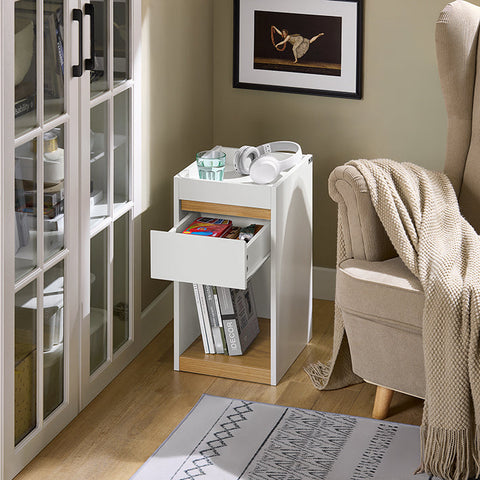 Rootz Bedside Table - Nightstand - Side Table - Privacy Feature - 30x55x35cm - Durable Stability with Footpads