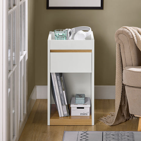Rootz Bedside Table - Nightstand - Side Table - Privacy Feature - 30x55x35cm - Durable Stability with Footpads