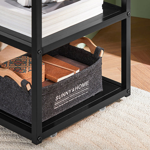 Rootz 2-in-1 Side Table & Serving Cart - End Table - Mobile Tray - High-Quality MDF & Metal - 25x38x58cm & 30x60x40cm