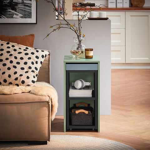 Rootz 2-in-1 Side Table & Serving Cart - End Table - Mobile Tray - High-Quality MDF & Metal - 25x38x58cm & 30x60x40cm