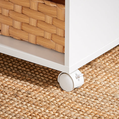 Rootz Bedside Table - Nightstand - Serving Cart - Space-Saving Design - MDF Material - 36x62x50cm - Rail for Tablet