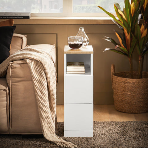 Rootz Bedside Table - Nightstand - Side Table - Compact Design - PB Material - 20x60x35cm