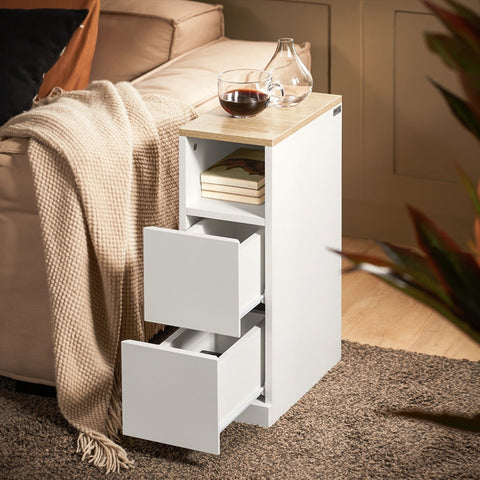 Rootz Bedside Table - Nightstand - Side Table - Compact Design - PB Material - 20x60x35cm