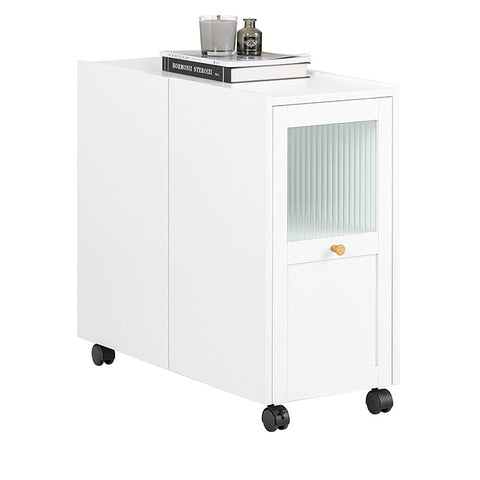 Rootz Mobile Filing Cabinet - Document Storage - Office Organizer - Easy Access Drawers - 31x60x70cm - MDF & Glass - 5 Wheels for Mobility