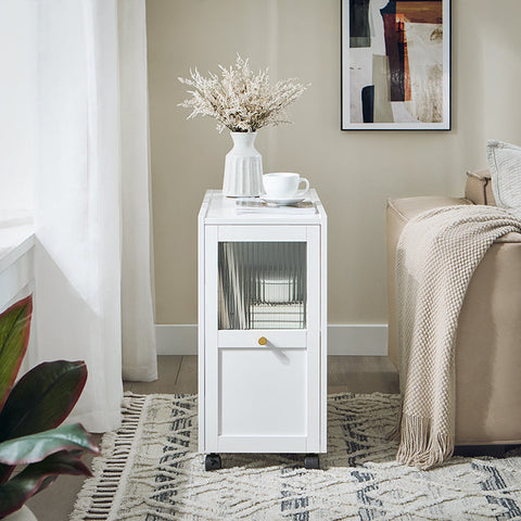 Rootz Mobile Filing Cabinet - Document Storage - Office Organizer - Easy Access Drawers - 31x60x70cm - MDF & Glass - 5 Wheels for Mobility