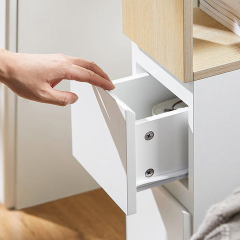 Rootz Bedside Table with Wheels - Nightstand - Side Table - Compact Design - 2 Drawers - 20cm x 61cm x 50cm