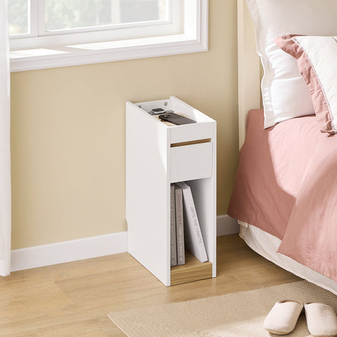 Rootz Slim Bedside Table - Narrow Nightstand - Compact Side Table - Space-Saving Storage - 20cm x 60cm x 35cm
