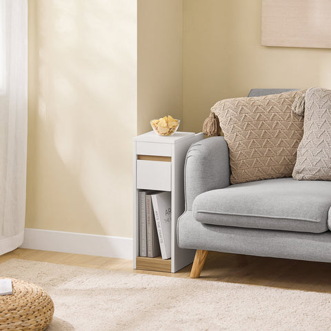 Rootz Slim Bedside Table - Narrow Nightstand - Compact Side Table - Space-Saving Storage - 20cm x 60cm x 35cm