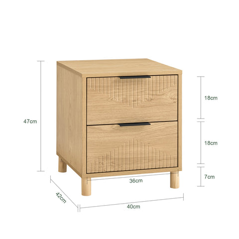 Rootz Bedside Table - Nightstand - Storage Cabinet - Ample Storage Space - 40cm x 42cm x 47cm